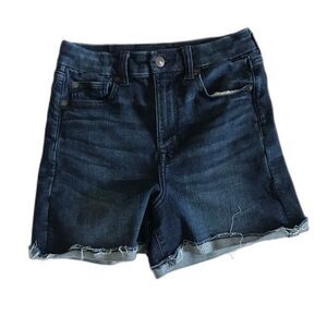 American Eagle Next Level Super Hi-Rise Curvy Shortie Jean Shorts sz 4 W26 EUC!